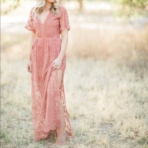 Honey Punch Blush Maxi Romper Dress Size Small